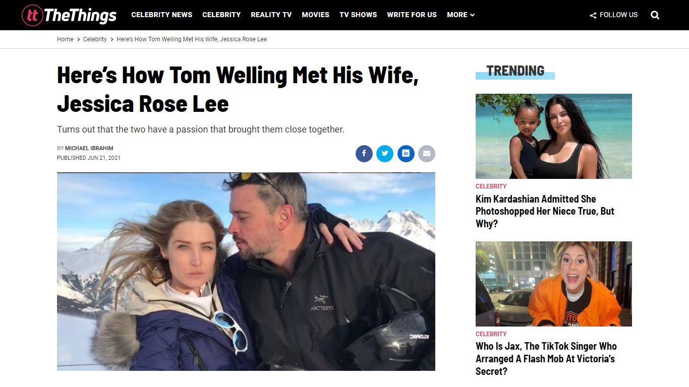 Here’s How Tom Welling Met His Wife, Jessica Rose Lee - TheThings