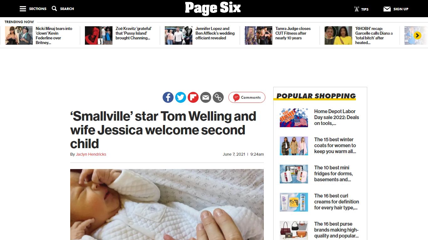 Tom Welling and wife Jessica Rose Lee welcome second child - Page Six