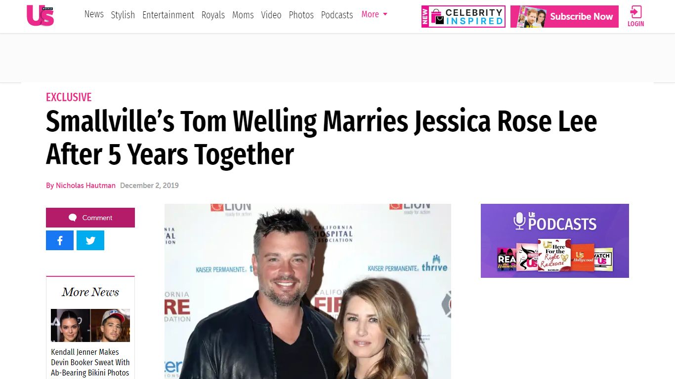 Tom Welling Marries Jessica Rose Lee After 5 Years Together - Us Weekly